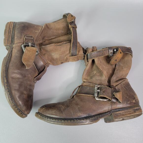 AS.98 Boho Biker Ankle Boots Italian Zipper Bootie Size 38 US 7.5-8 FLAWS READ - Picture 7 of 12